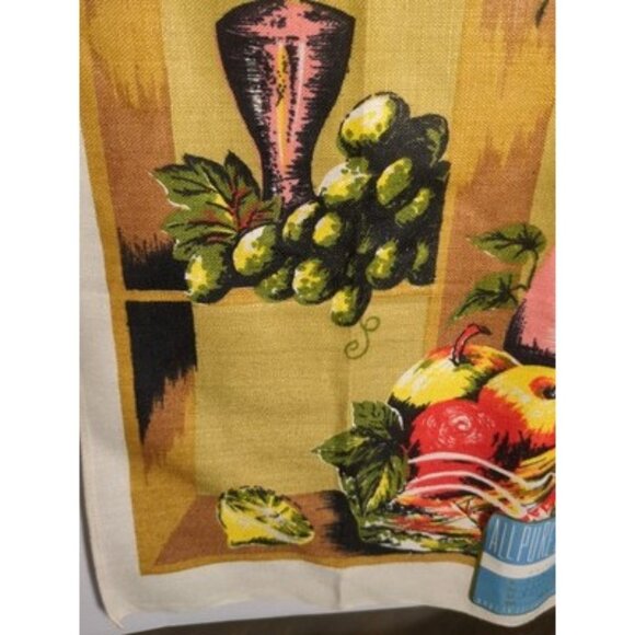 Vtg. Pure Linen Dish Towel 27x16 Kitchen Stlllife Multicolor Czechoslovakia NOS - Picture 9 of 14